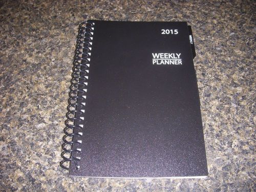 New-2015 Weekly Monthly Spiral Bound Planner-BLACK-dates/address/notes/scheduler