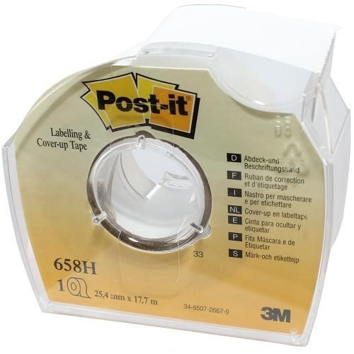 3M Post-it Korrekturband Hand Abroller, 8 mm x 17,7 m, weiss, Abdeckband ablosbar