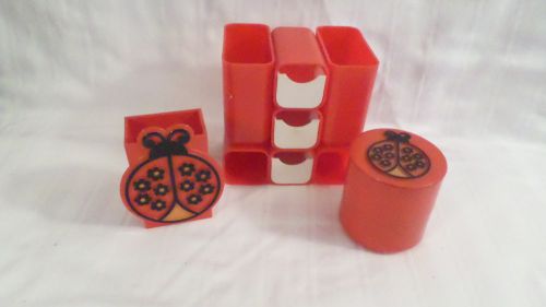 Vintage Red &amp; White Plastic LADYBUG Desk Accessory Set