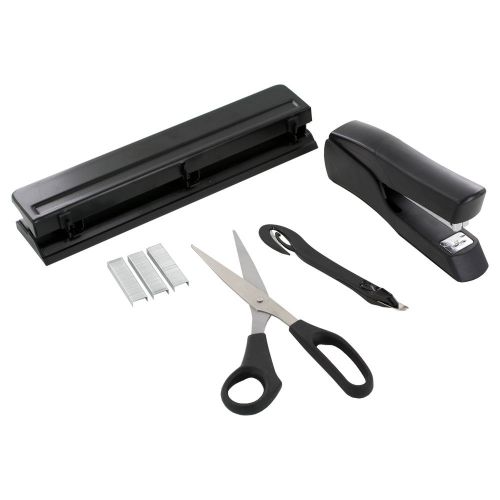 Office 3-Hole Punch, 8 in Scissors, Stapler and Staples Office Starter Kit