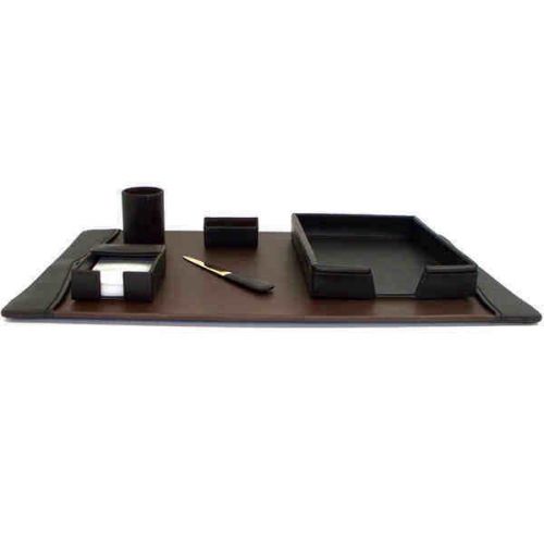 Bey-Berk Brown Leather 6Pc Desk Set (New)