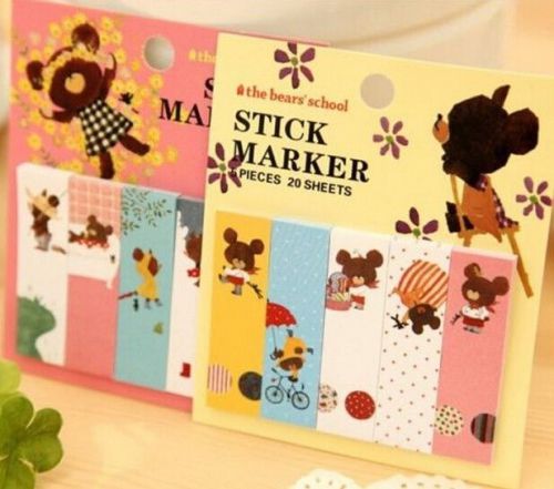 FD1034 Sticky Marker Diary Note Book Bear Stationery Memo Notepad ~Random~ 1pc:)