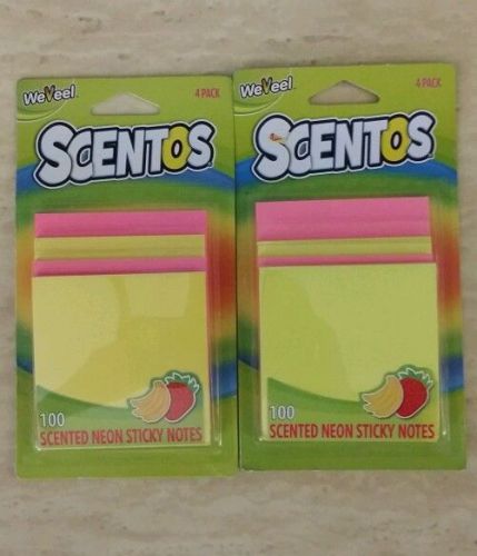 SCENTOS Scented Neon Sticky Notes x 200 * 8 Pads Banana Yellow &amp; Strawberry Pink