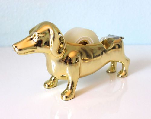 Nate Berkus TAPE dispenser Dachshund gold hollywood regency Free Priority mail