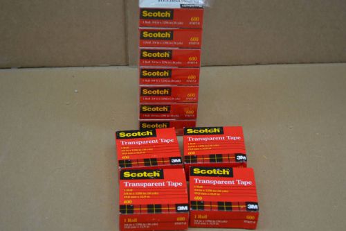 NEW 11 ROLLS 3/4 X 1296&#034; 36YD 1&#034; CORE SCOTCH 600 TRANSPARENT TAPE