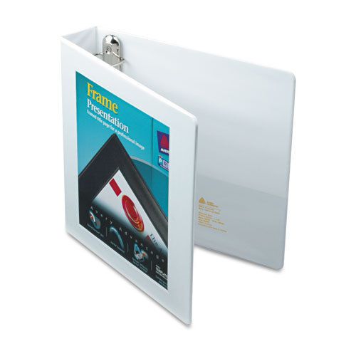 Framed view binder with one touch ezd rings, 1-1/2&#034; capacity, white for sale