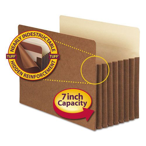 7&#034; accordion expansion pocket with tyvek, straight, legal, manila/redrope, 5/box for sale