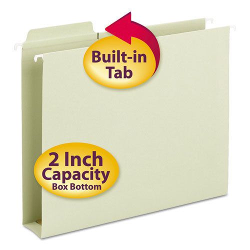 Box Bottom Hanging Folders, Built-In Tabs, Letter, Moss Green