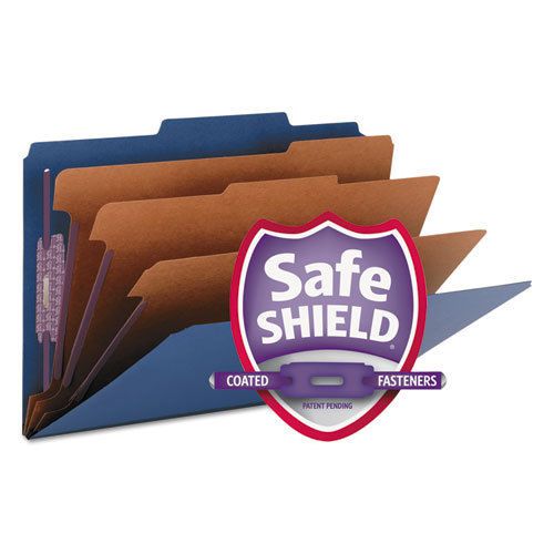 3&#034; Expansion Classification Folder, 2/5 Cut, Legal, 8-Section, Dark Blue, 10/Box