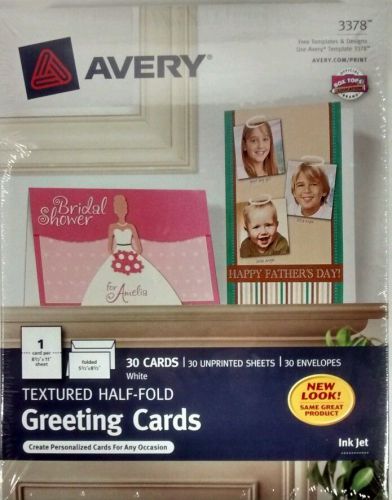 AVERY 3378 - 30 Textured Half Fold Greeting Cards 5.5 x 8.5 Inkjet Printer