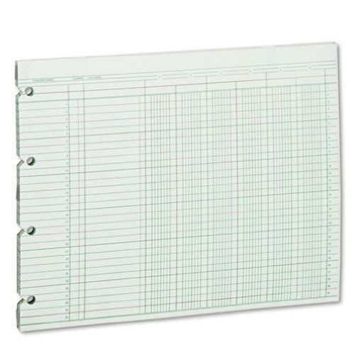 Wilson Jones Green Columnar Ruled Ledger Paper, 6 Columns and 30 Lines per Page,