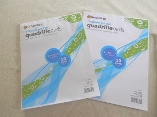 OfficeMax Recycled Quadrille Pads, 8-1/2&#034; x 11&#034;, 5 Squares/Inch, 50 Sheets x 2