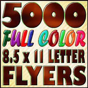 5000 8.5x11 (Letter Size) 2 Side Full Color Flyer Printing on 100Lb AQ