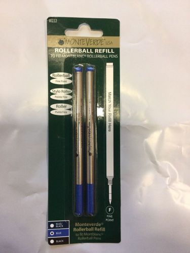 2 New Monteverde Rollerball Refills For Montblanc Fine Point Blue