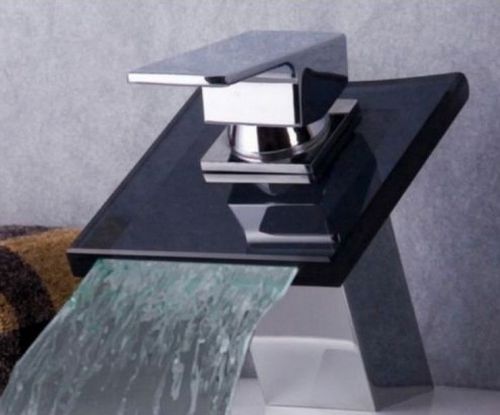 Bathroom glass faucet waterfall spout deck mounted single handle mixer tap JHGHG