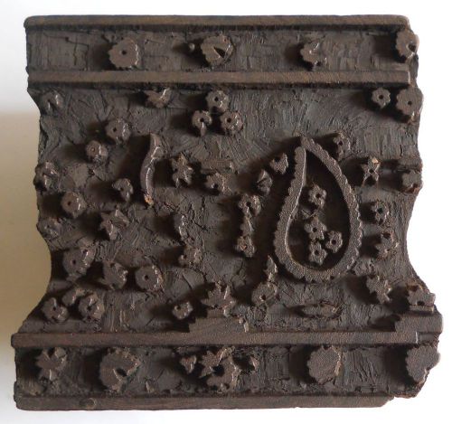 Antique Printing block on Textile/Fabric Blossom Design Handmade/Carved #wwb-5