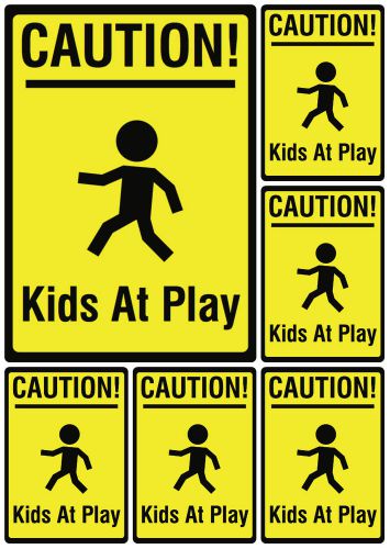 New caution! sign kids at play slow down kid saftey set of 6 signs yellow inform for sale