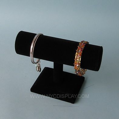 7&#034;Wx5&#034;H BLACK VELVET JEWELRY DISPLAY T BAR BRACELET BANGLE WATCH STAND PJ49B1