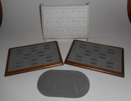 4 SMALL EARRING AND RING TRAYS Jewelry Display GREY  FELT