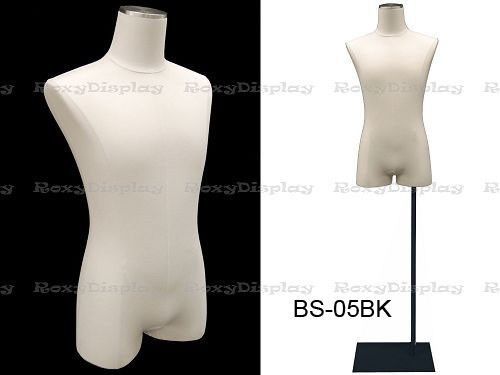 Male Body Form With Linen White Jesery Cover. #JF-M1WL+BS-05BK