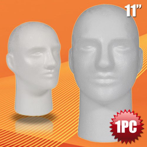 MALE STYROFOAM FOAM MANNEQUIN MANIKIN head 11&#034; wig display hat glasses 1pc