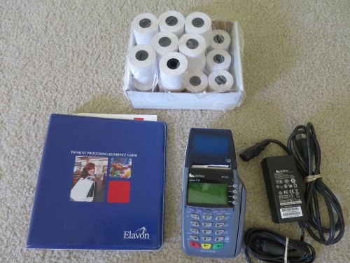 CLEAN VeriFone Vx 510 omni 3730 CREDIT CARD PROCESSING + FREE 19 ROLLS ELAVON