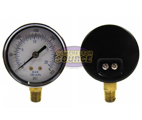 1/4&#034; Air Compressor / Hydraulic Pressure Gauge 0-300 PSI 2.5&#034; Bottom Side Mount