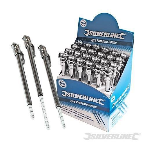 380152 Silverline New Tyre Pressure Guage 10-100 PSI Car Bike Cyle Caravan qty 1