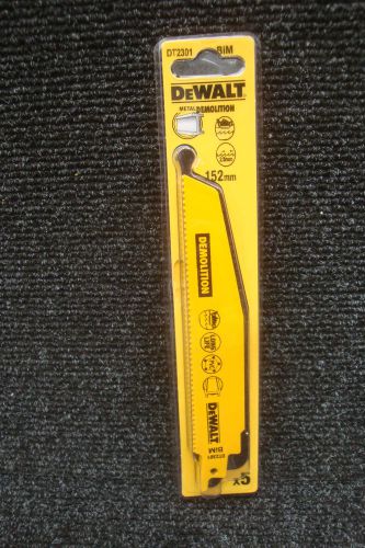 5 X DEWALT DT2301 152MM BI-METAL DEMOLITION RECIP SAW BLADES