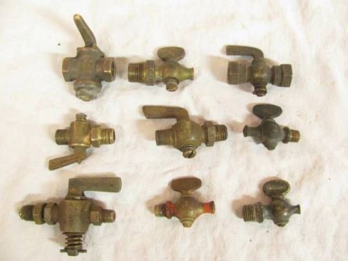 Lot of 9 Antique Brass Hit &amp; Miss Gas Steam Engine Valves Lunkenheimer Crane +