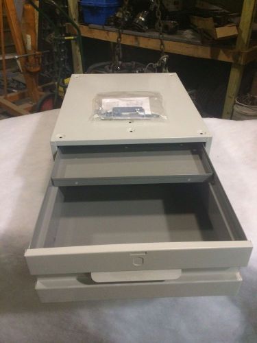 INDUSTRIAL METAL STORAGE DRAWER UNDER BENCH MOUNT OR STACK TO MAKE WORK TABLE