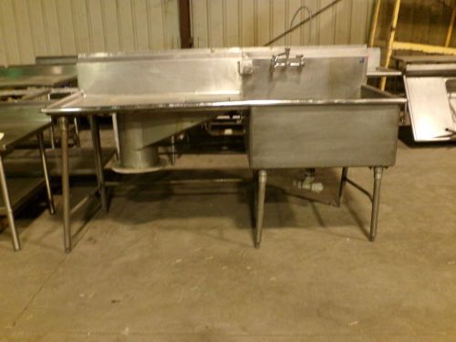 Large stainless steel sink with drainboard with garbage chute for sale