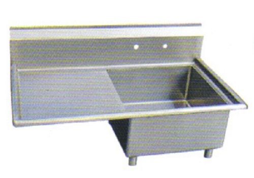 Stainless steel 44.5&#034; x 30&#034; 1 single one compartment sink w left drainboard nsf for sale