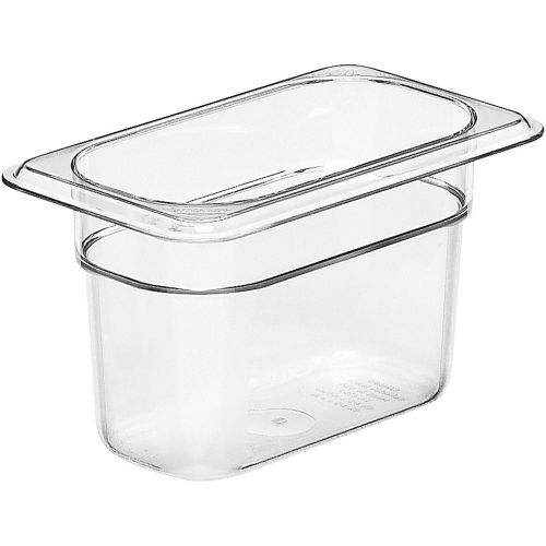 CAMBRO 1/9 GN FOOD PAN, 4&#034; DEEP, 6PK CLEAR 94CW-135