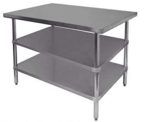 Stainless steel work table 24&#034; x 60&#034; stainless steel w/ double undershelves nsf for sale