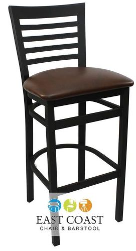 New gladiator full ladder back metal restaurant bar stool with brown vinyl seat for sale
