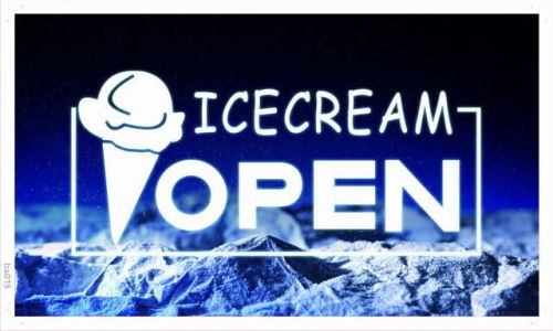 Ba015 open ice cream cafe shop bar banner shop sign for sale