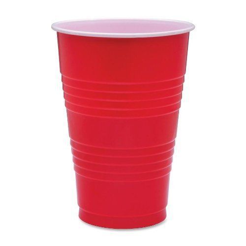 Genuine Joe Plastic Party Cup - 16 Oz - 50/pack - Plastic - Red (GJO11251)