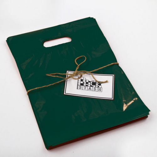 500 16x18 FOREST GREEN Plastic Retail Die-Cut Handle Merchandise Bag - Boutique