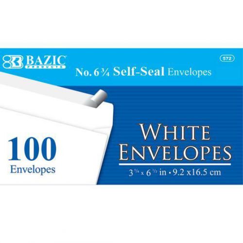 BAZIC #6 3/4 Self Seal White Envelope 24 Packs of 100 572-24