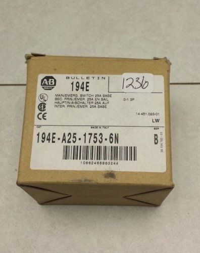 **NEW** ALLEN BRADLEY MAIN/EMERGENCY SWITCH 194E-A25-1753-6N