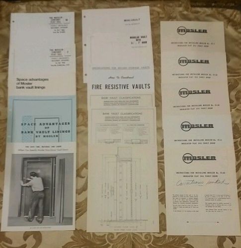 Mosler Safe Vault Door specs, 15 different sheets - ex employee, original items