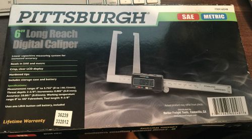 PITTSBURGH 6&#034; Long Reach DIGITAL CALIPER- METRIC &amp; SAE  FRACTIONAL 68304