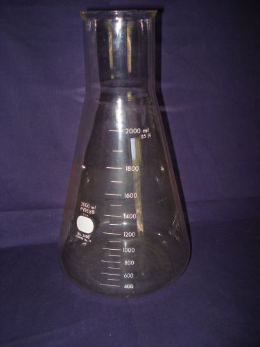 LARGE GLASS PYREX 2000ML GRADUATED FLASK #5100 BEAKER LABORATORY LAB- NO STOPPER