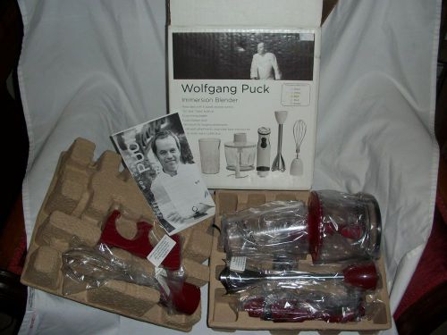 Wolfgang Puck Handheld  Red 5 Speed Immersion Blender 7 pc set -- NIB