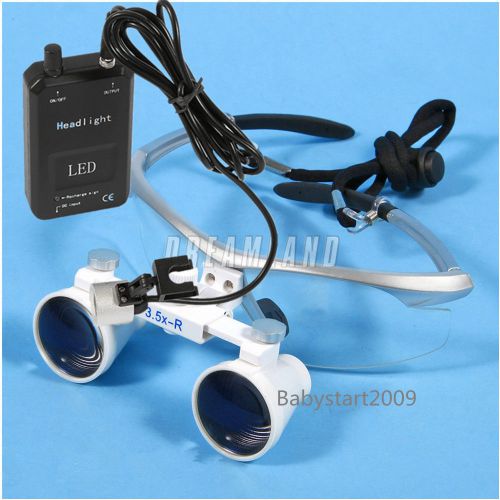 3.5x 420 dental lab surgical binocular loupes glasses + led head light lamp for sale