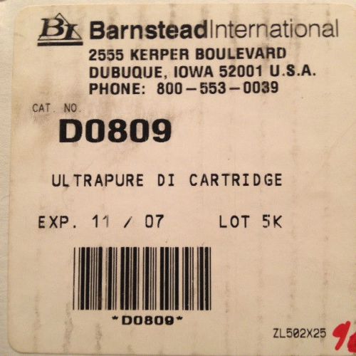 Barnstead international d0809 ultrapure di cartridge.  1 pc. for sale