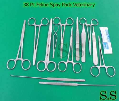 38 PC FELINE SPAY PACK VETERINARY SURGICAL INSTRUMENTS-Premium Grade Set