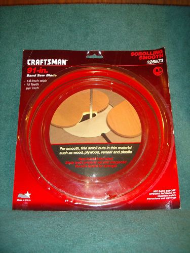 NEW! Craftsman No. 926673-Scrolling Smooth, Band Saw Blade 1/8&#034; x 15 tpi x 91&#034;