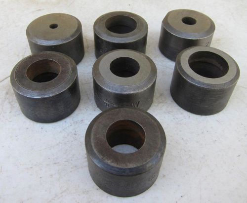 Lot of 7 Iron Metal Worker Dies Die Punches Punch - 1-1/2&#034; Base Diameter